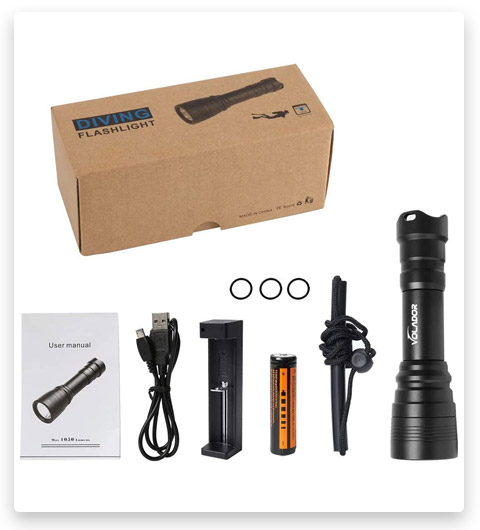 VOLADOR Diving FlashlightTorch Rechargeable