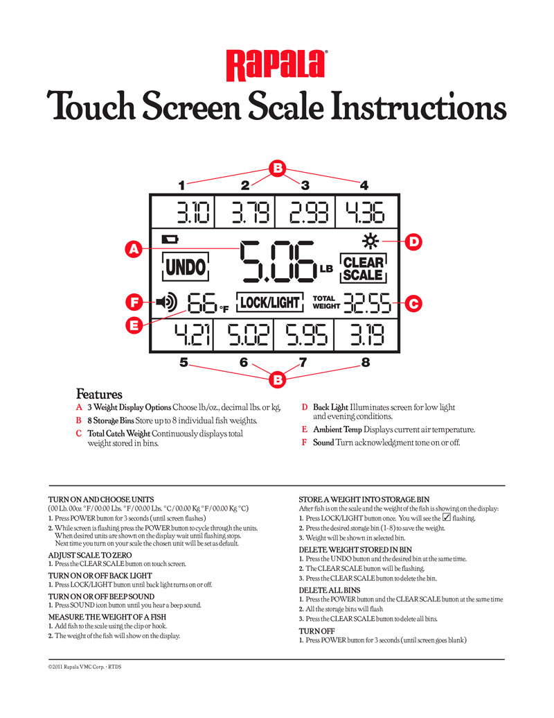 Rapala Touch Screen Scale Instructions
